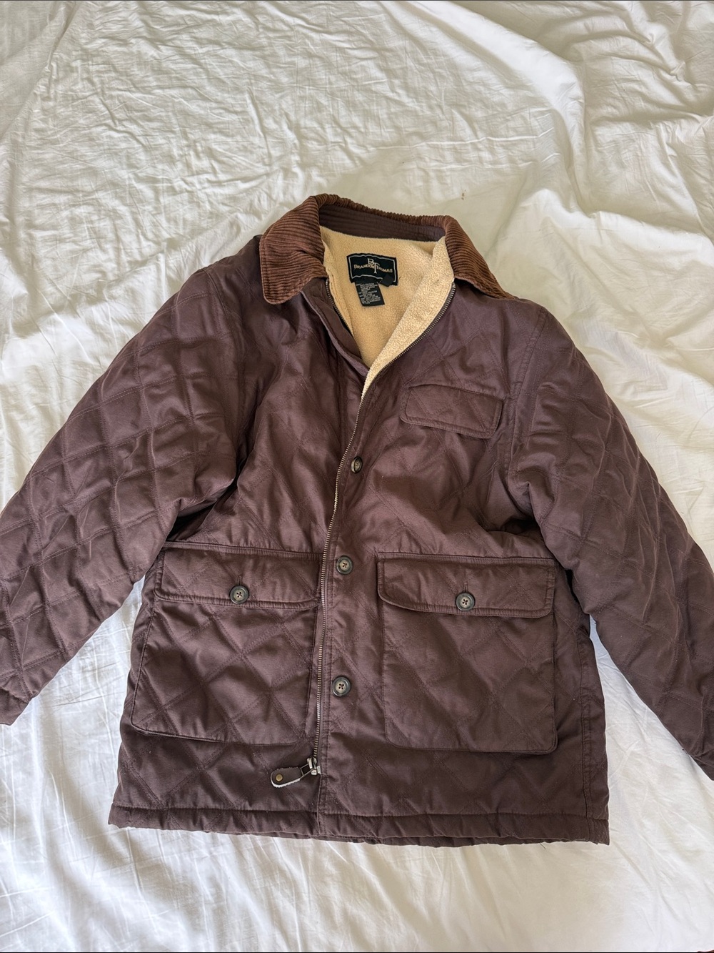 Brandon Thomas Dark Brown Quilted Field Jacket with Corduroy Collar